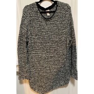 Chicos zenergy marled black/white textured knit sweater XL chunky knit